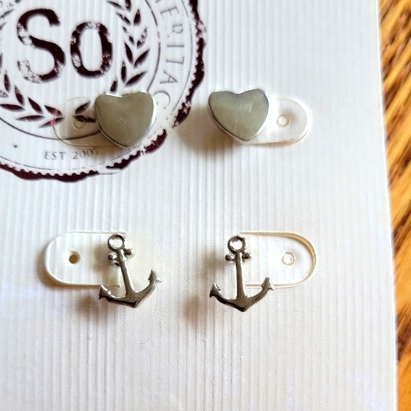 Silver and Pink Heart and Anchor Jewelry Set - Picture 2 of 3